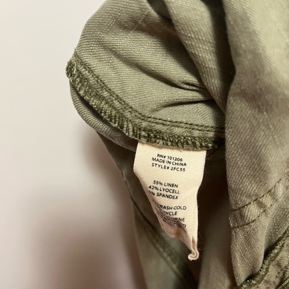 Soft Surroundings Olive Green Linen Blend Pants Women’s Size 8 - Picture 10 of 11